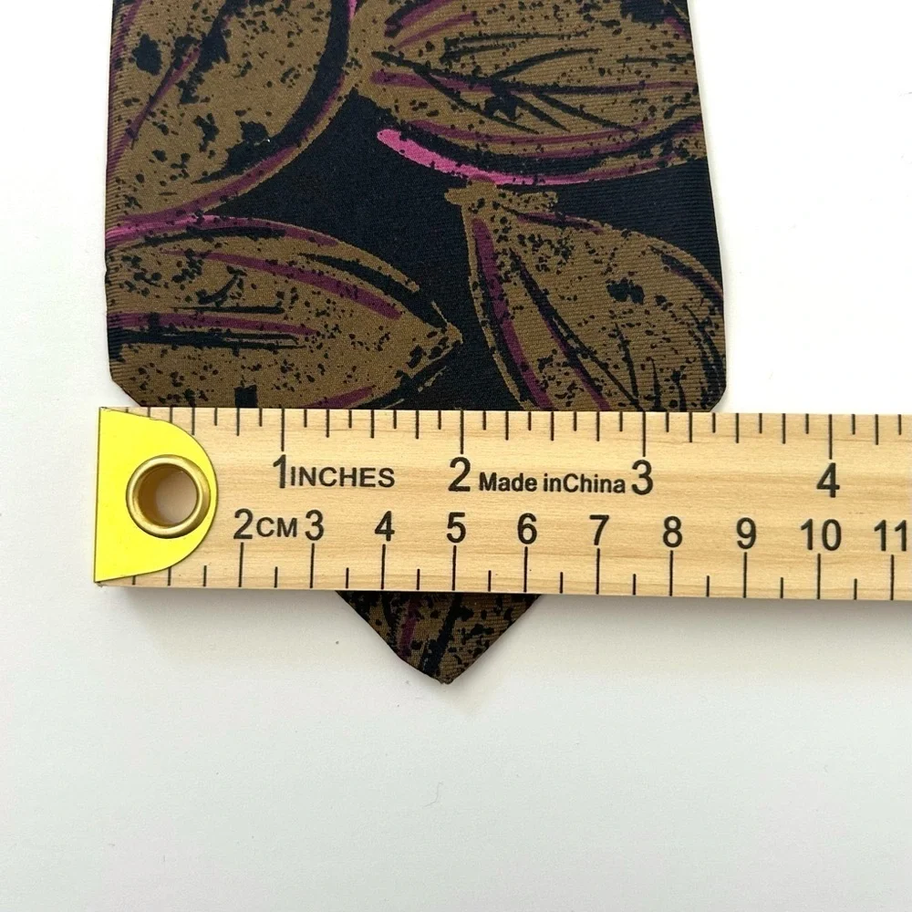 Valente 100% Silk Floral Botanical Men's Tie Black Brown Tan Pink One Size